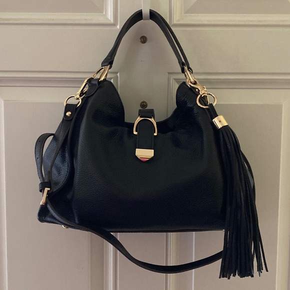 G.I.L.I. Got It Love It Black Pebble Leather Stirrup Satchel/REDUCED PRICE! - Picture 1 of 9